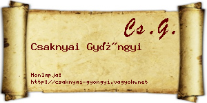 Csaknyai Gyöngyi névjegykártya